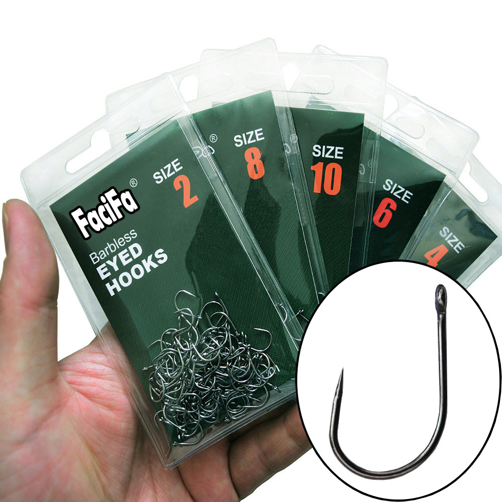 Fishing Hook Barbless - Karpfenangelhaken, stiftlose Kreishaken mit Öse, Größe