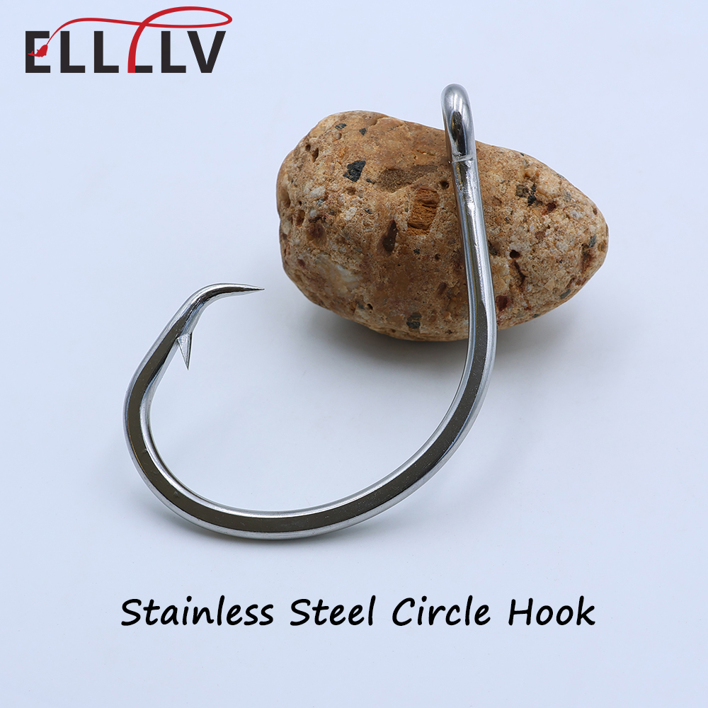 Fishing Hook Circle - Ellllv 10/0 - 16/0 Edelstahl-Kreishaken, Salzwasserfischen,