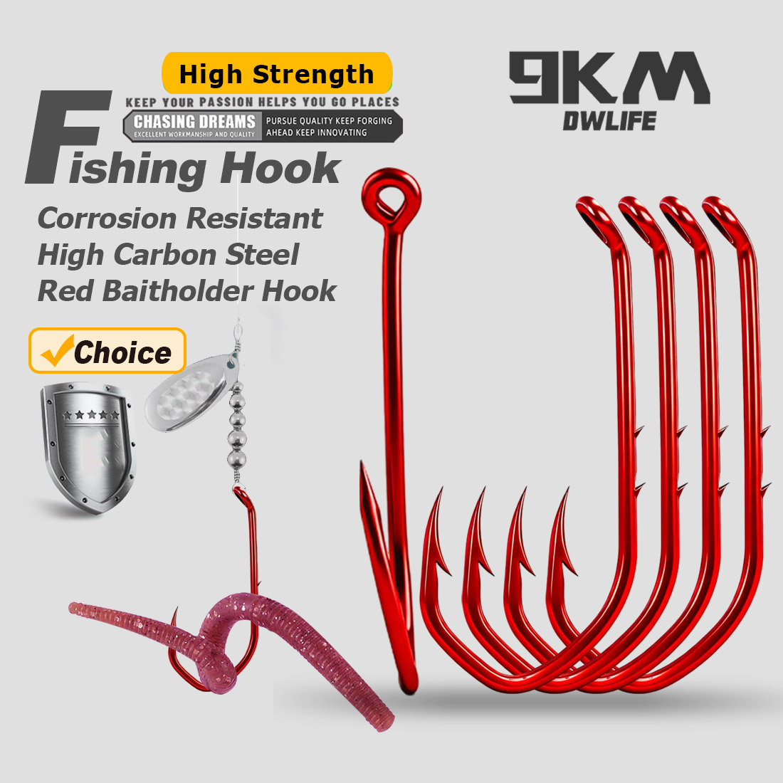 Fishing Hook Assortment - 9KM Köderhalter-Haken 50-100 Stück Rote Angelhaken
