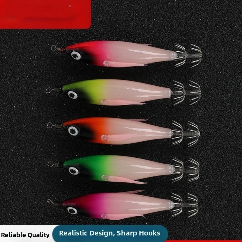 Fishing Hook Size - 5er-Set Tintenfisch-Jig-Set, Farbverlauf, Salzwasserqualität, Salzwasser-Angelköder, 5