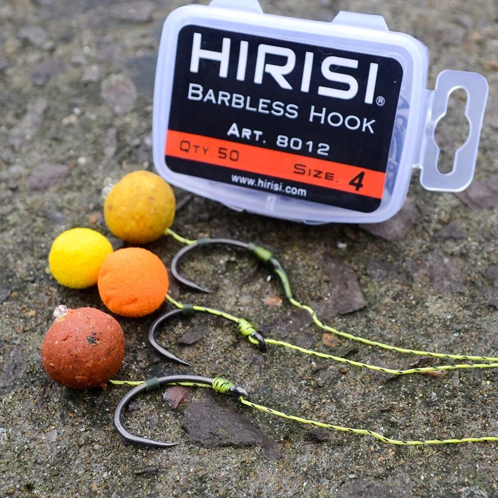 Fishing Hook Barbless - Hirisi 50 Stück Beschichtung High Carbon