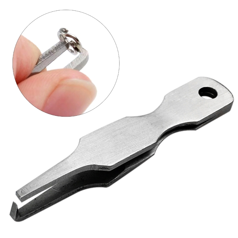 Fishing Hook Remover - Mini-Edelstahl-Splitringöffner-Zange, Angelhakenentferner-Pinzette mit Federmechanismus, tragbares Angelzubehör-Set,